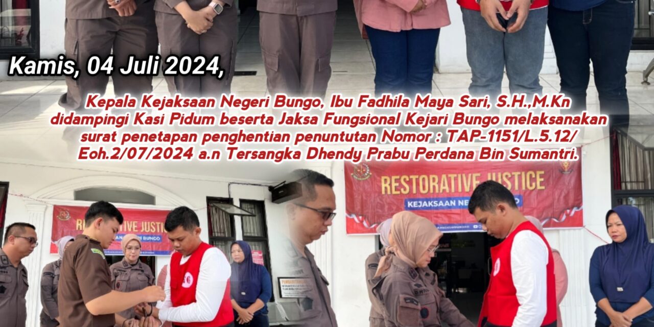 Kejaksaan Negeri Bungo Melaksanakan Surat Penetapan Penghentian Penuntutan