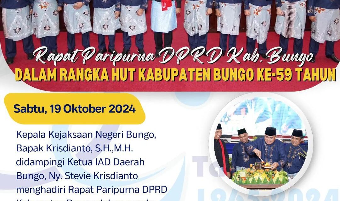 Rapat Paripurna DPRD Kabupaten Bungo dalam Rangka Hari Ulang Tahun Kabupaten Bungo Ke-59 Tahun 2024