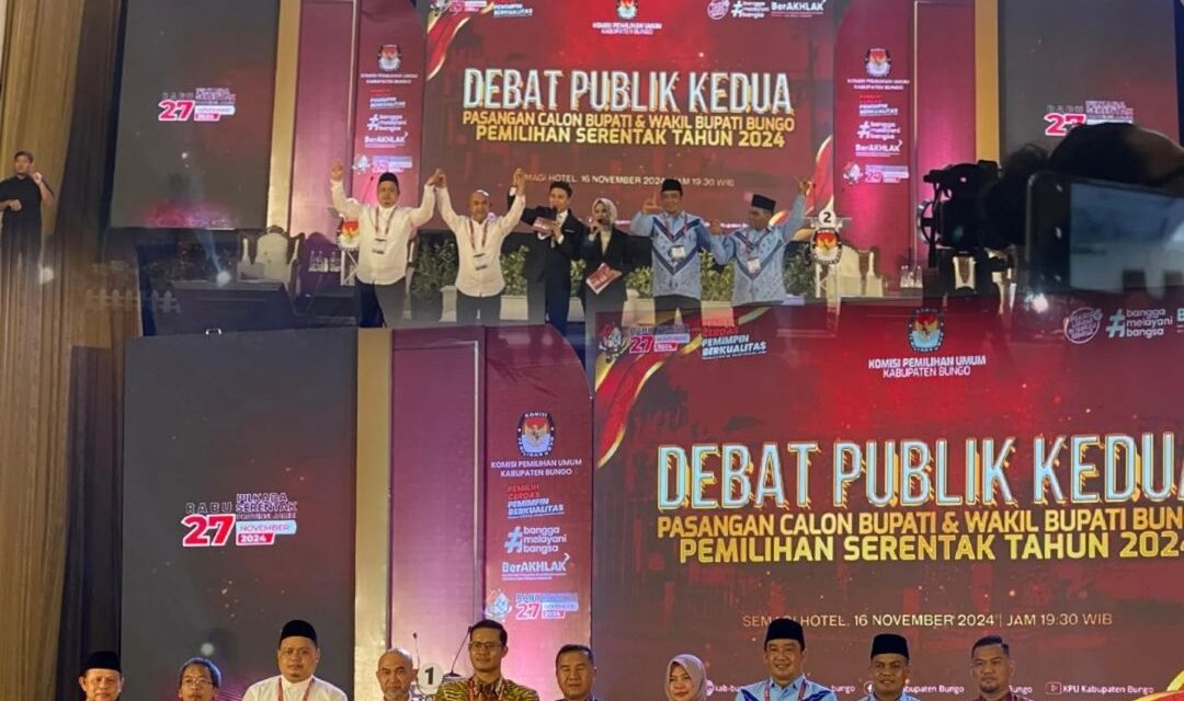 Debat Publik Kedua Pasangan Calon Bupati dan Wakil Bupati Bungo dalam Pemilihan Serentak Tahun 2024.